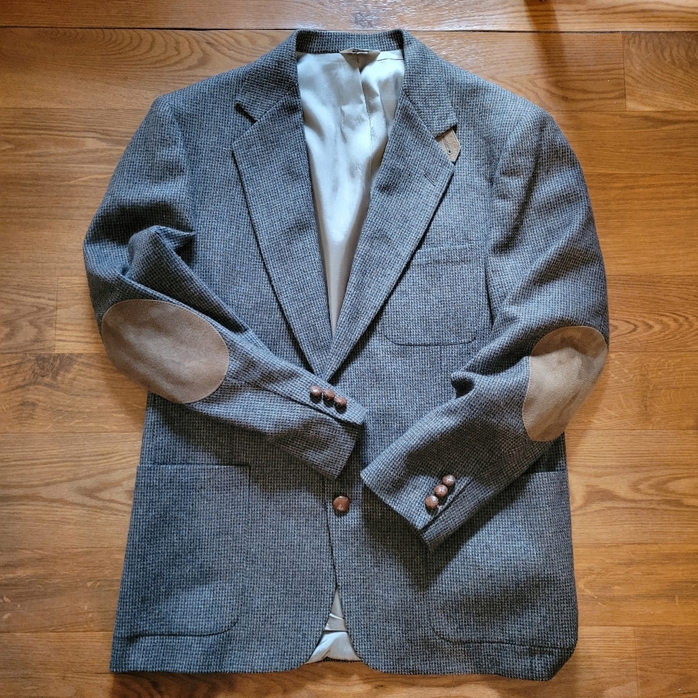 Stewart County Men's Blazer Size 43R Elbow Patches English Countryside Hunt Vtg